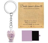 Henjunu Portachiavi con Angelo Custode,Portafortuna a Forma di Angelo Gemma,portachiavi portafortuna,Ciondolo portafortuna,Pietra Custode,per Donne,Fidanzate, Colleghi-Ametista