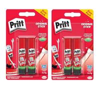 Henkel Colla Stick Pritt 4 x 11 g, Colla sicura e Adatta ai Bambini per Arti e Mestieri, Adesivo Forte per Uso Scolastico e d'ufficio
