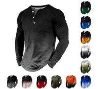 Henley - Camicia da uomo, stile vintage, a maniche lunghe, con 3 bottoni, per lavoro, ufficio, casual, pullover, Rosa, S