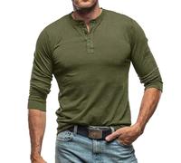 Henley Camicia Tech 3 bottoni ad asciugatura rapida maglietta manica corta palestra t-shirt slim fit leggero casual basic tees, Z12-verde, L
