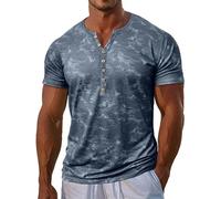 Henley Camicie da uomo a maniche corte con scollo a V, maglietta tie dye, 7 mezzi bottoni, camicette estive casual, Navy Henley Camicie per Uomo Manica Corta, S
