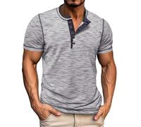 Henley Camicie da uomo a maniche corte T-shirt da lavoro 5 bottoni camicia estiva magliette casual top ufficio lavoro camicette, Camicie Henley bianche da uomo a maniche corte, XL