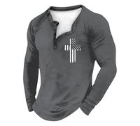Henley Camicie da uomo Jesus Cross Faith T-shirt a maniche lunghe button down camicia autunno casual top camicette magliette grafiche, Grigio, 3XL