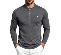 Henley, maglietta casual da uomo a maniche lunghe, con bottoni sul davanti | Maglietta, morbida, confortevole, traspirante, vestibilità regolare, atletica, palestra, sport, abbigliamento autunnale alla
