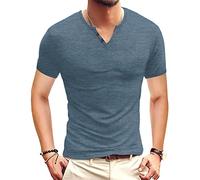 Henley - Maglietta da uomo a maniche corte, basic per Urban Classic, casual, slim fit, con scollo a V, per l'estate