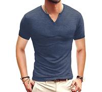 Henley - Maglietta da uomo a maniche corte, basic per Urban Classic, casual, slim fit, con scollo a V, per l'estate
