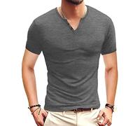 Henley - Maglietta da uomo a maniche corte, basic per Urban Classic, casual, slim fit, con scollo a V, per l'estate