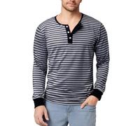 Henley - Maglietta da uomo a maniche lunghe, scollo rotondo e ampia vestibilità, traspirante, a righe colorate, a maniche lunghe per uomini (canottiera, adatta per l'uso quotidiano), grigio., 3XL