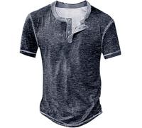 Henley, maglietta estiva da uomo a maniche corte con bottoni classici, stile vintage, a quadri, casual, elegante, aderente, comoda, per allenamento quotidiano, sport, corsa, leggera e traspirante, 02