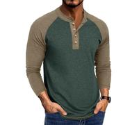 Henley - Maglietta leggera da uomo, a maniche lunghe, con frontiera, taglie forti, per interni ed esterni, vita quotidiana, H, M