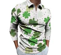 Henley Polo da uomo a maniche lunghe top da uomo a maniche lunghe camicia San Giorno per lavoro, lavoro, vacanze, passeggiate all'aperto, bianco, XL