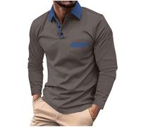 Henley Polo da uomo a maniche lunghe top da uomo primavera e autunno moda sottile tasca sul petto risvolto casual classica camicia a maniche lunghe per lavoro, affari, vacanze, passeggiate all'aperto
