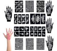 Henne Tatuaggi 14 Fogli Stencil Tattoo 247 Pezzi Modello Dipinto Kit Tatuaggi Riutilizzabile Tattoo Temporanei Body Art per i Bambini e Gli Adulti Viso Mani Piedi Spalle e Collo