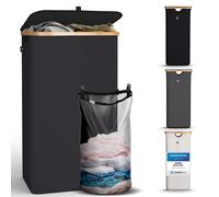 HENNEZ Cesta Del Bucato Adrian 100L XL Portabiancheria con Coperchio Pieghevole