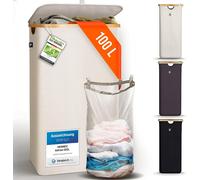 HENNEZ Cesta Del Bucato Adrian 100L XL Portabiancheria con Coperchio Pieghevole