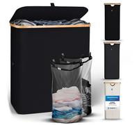 HENNEZ Cesta Del Bucato Adrian 140L XL Portabiancheria con Coperchio Pieghevole