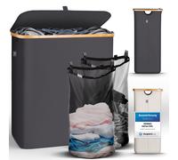 HENNEZ Cesta Del Bucato Adrian 140L XL Portabiancheria con Coperchio Pieghevole