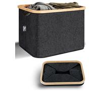 HENNEZ Cesta Giochi Bambini Cesta Portabiancheria 40L Feltro Bassa Larga Rigida - Cesto Giochi Bambini Grigio Salvaspazio Pieghevole Cesta Porta Panni Sporchi Morbida - Scatola Portaoggetti Bambini