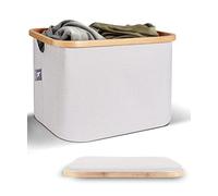 HENNEZ Grande Cesto Bucato, Biancheria Sporca, Giochi Bambini, Portaoggetti, Pieghevole Grigio Beige Salvaspazio, 40L