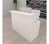 Henor Bancone Reception Cidacos. 100 x 60/75 x 110 cm. Legno Con tavolo interno. Ideale per ufficio, reception, attenzione, commercio. Bianco Opaco
