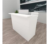 Henor Bancone Reception Ebro. 100x60/75x110 cm. Legno Con tavolo interno. Ideale per ufficio, reception, attenzione, commercio. Bianco Opaco
