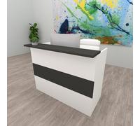Henor Bancone Reception Ebro. 110 x 60/75 x 110 cm. Legno Con tavolo interno. Ideale per ufficio, reception, attenzione, commercio. Bianco Opaco Grafite Opaco