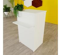 Henor Bancone Ega Ruote. 62 x 50/65 x 102 cm. 4 Ruote Giro e Freno Max 135kg. Ideale Ufficio. Negozio. Clinica. Bianco.