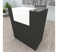 Henor Bancone Reception Oja. 80x50x107 cm. Legno Con tavolo interno. Ideale per ufficio, reception, attenzione, commercio. Grafite Opaco Bianco Opaco