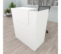 Henor Bancone Reception Oja. 80x50x107 cm. Legno Con tavolo interno. Ideale per ufficio, reception, attenzione, commercio. Bianco Opaco Ignifugo