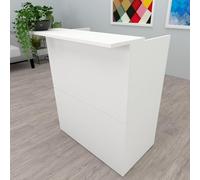 Henor Bancone Reception TIRÓN. 80 x 50/65 x 107 cm. Legno Con tavolo interno. Ideale per ufficio, reception, attenzione, commercio. Bianco Opaco