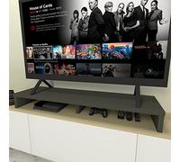 Henor Doppio Rialzo TV Legno 130 x 35 x 15 Cm Grafite Opaco. Carico +100 Kg.