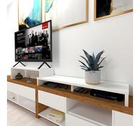 Henor Mobile TV Scala in Legno Regolabile 110+140 x 35 x 30/15 cm Bianco