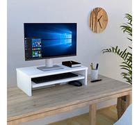 Henor Supporto monitor Rialzo Tv con vassoio estraibile Legno 62 x 32 x 18 cm. Portata 50 kg. Bianco