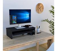 Henor Supporto monitor Rialzo Tv con vassoio estraibile Legno FSC® 62 x 32 x 18 cm. Portata 50 kg. Grafite
