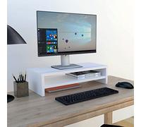 Henor Supporto Monitor Rialzo Tv Legno con ripiano intermedio 62 x 26.5 x 16 cm supporti 50 kg Bianco