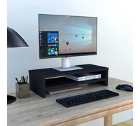 Henor Supporto Monitor Rialzo Tv Legno con ripiano intermedio 62 x 26.5 x 16 cm supporti 50 kg Grafite