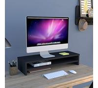 Henor Supporto Monitor Rialzo Tv Legno con ripiano intermedio 82 x 26.5 x 16 cm supporti 50 kg Grafite