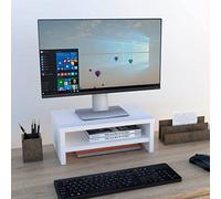 Henor Supporto Monitor Rialzo Tv Legno FSC® con ripiano intermedio 42 x 26.5 x 16 cm supporti 50 kg Bianco