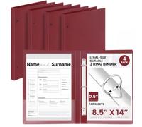 Henoyso 4 raccoglitori a 3 anelli di dimensioni legali, resistenti, per carta da 21,6 x 35,6 cm, possono contenere fino a 175 fogli, per progetti artistici, ufficio, casa, luoghi di lavoro (1,3 cm