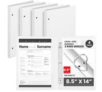Henoyso 4 raccoglitori a 3 anelli di dimensioni legali, resistenti, per carta da 21,6 x 35,6 cm, possono contenere fino a 175 fogli, per progetti artistici, ufficio, casa, luoghi di lavoro (1,3 cm