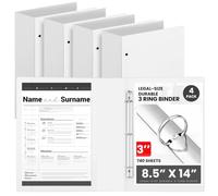Henoyso 4 raccoglitori a 3 anelli di dimensioni legali, resistenti, per carta da 21,6 x 35,6 cm, possono contenere fino a 175 fogli, per progetti artistici, ufficio, casa, luoghi di lavoro (7,6 cm