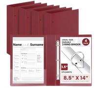 Henoyso 4 raccoglitori a 3 anelli di dimensioni legali, resistenti, per carta da 21,6 x 35,6 cm, possono contenere fino a 175 fogli, per progetti artistici, ufficio, casa, luoghi di lavoro (3,8 cm