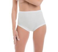 henri 6 Slip Donna Mutanda Classica Alta a Costina nonnza anziana in 100% Cotone Pettinato Makò (5°Large(50), Bianco)