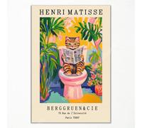 Henri Matisse, poster divertente per il bagno con animale, simpatica sbornia su toilette, stampa rosa dopamina, decorazione da parete tropicale per piante e animali, 60 x 90 cm, senza cornice
