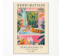 Henri Matisse, stampa su tela vintage, tigre nella vasca da bagno, divertente poster da bagno, graziosa stampa animale, decorazione da parete in dopamina, motivo tropicale botanico, 30 x 40 cm, senza