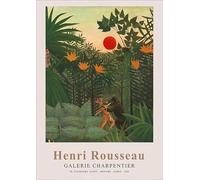 Henri Rousseau Poster Stampe a colori Immagine di arte murale astratta《Scimmie che combattono con gli umani》Henri Rousseau Dipinto su tela per decorazioni domestiche 40x60cm senza cornice