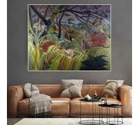 Henri Rousseau《Tigre in una tempesta tropicale》Stampe su tela Pittura a olio Opera d'arte Poster Immagine da parete Decorazione moderna per la casa (70x90cm)