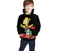 Henrnt Bart Simp-Son - Giacca con cappuccio per adolescenti divertente e di bell'aspetto, colore: Nero confortevole classico ragazzo e ragazza unisex Nero 10-12 Anni