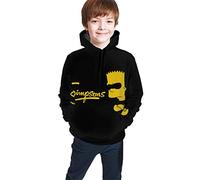 Henrnt Bart Simp-Son Logo Divertente e Di Bello Giovanissima Felpa Con Cappuccio Nero Confortevole Classico Ragazzo E Ragazza Unisex-Bambino Nero 10-12 Anni