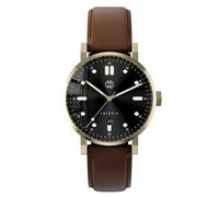 Henry ARCHER RELATIV SOL Swiss Quarzo Oro Acciaio Nero Pelle Data Orologio Uomo